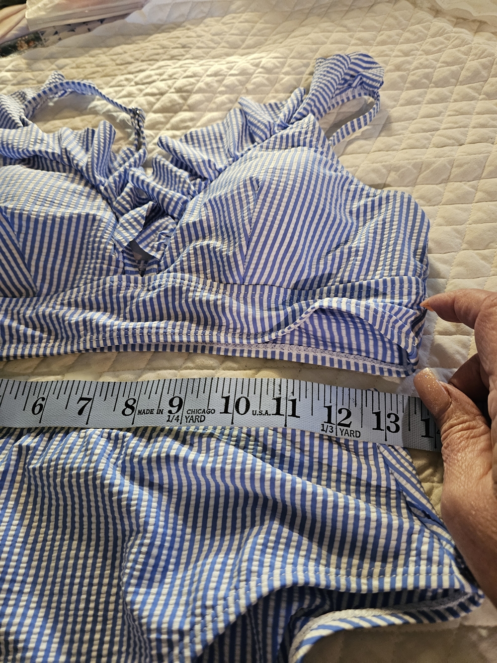 Blue & White Striped Ruffle Bikini Set - Picture 6 of 7